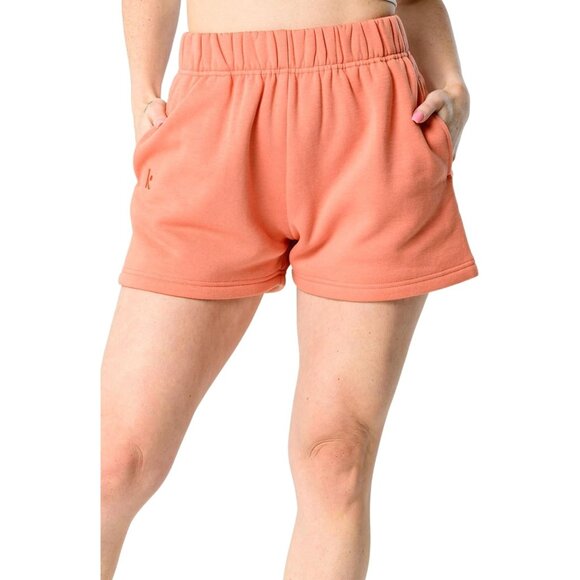 Women Pink High Waisted Lounge Comfy Casual Cotton Shorts with Pockets